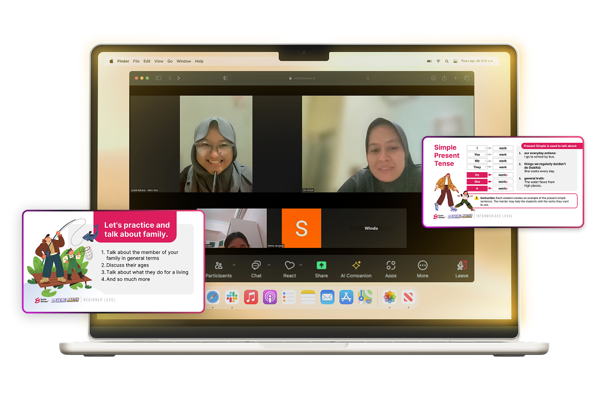 Online class on a laptop