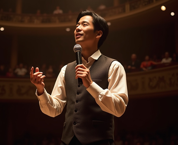 Advanced speaker giving a presentation